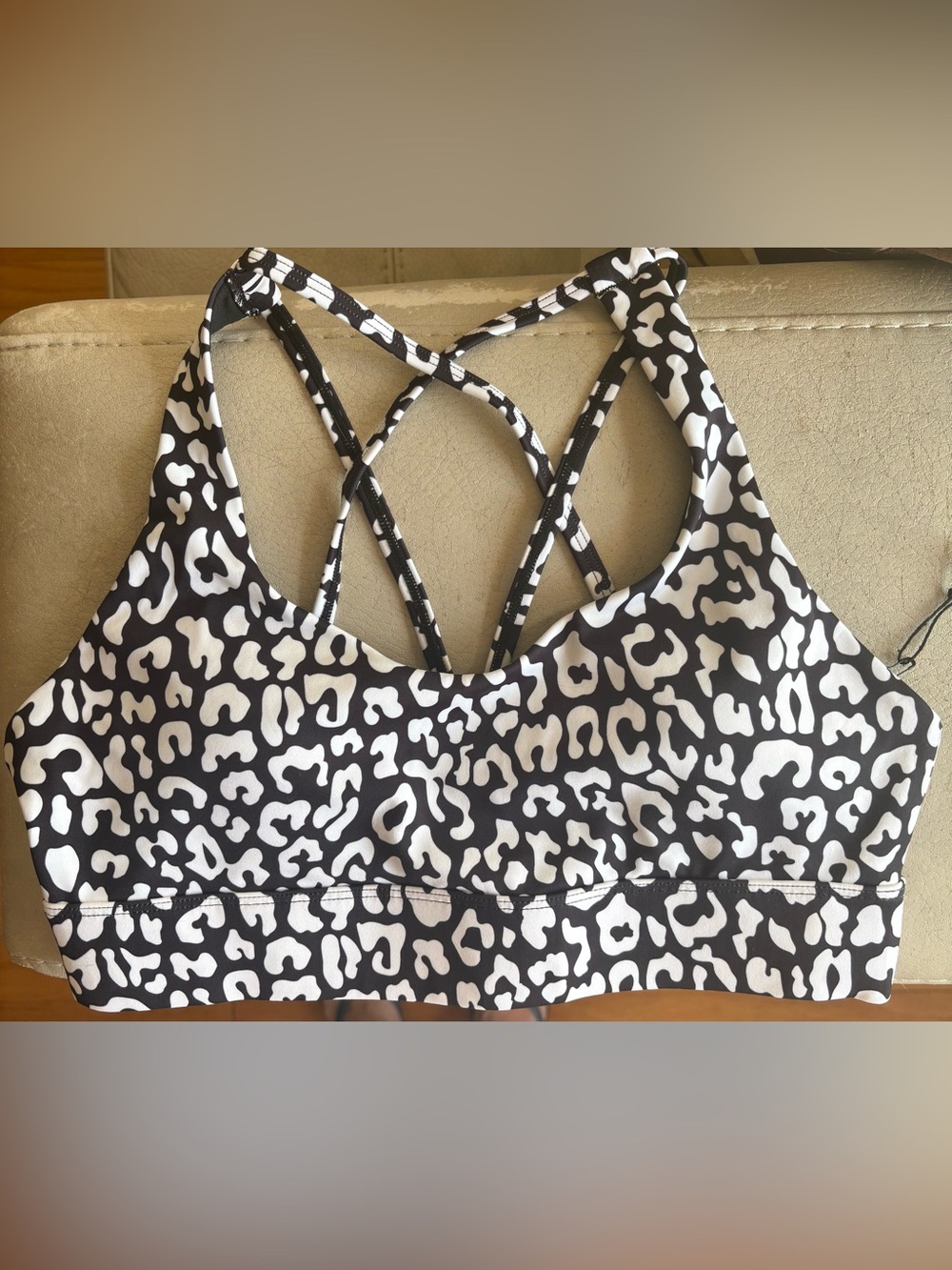 ZYIA Black & White Leopard print Light and Tight Sports Bra